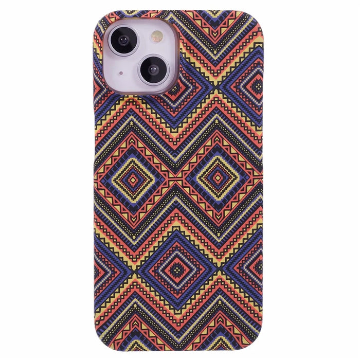 For iPhone 14 Case Water Transfer Printing Luminous Anti-Scratch PC Cell Phone Cover - Plaid - 1