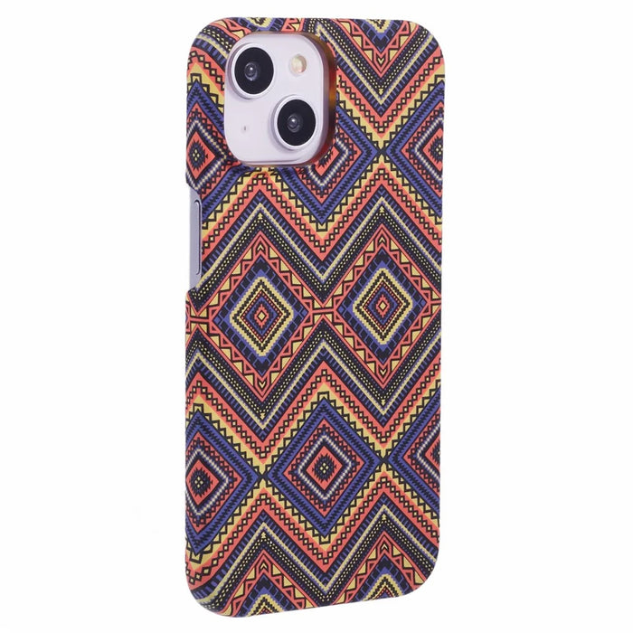 For iPhone 14 Case Water Transfer Printing Luminous Anti-Scratch PC Cell Phone Cover - Plaid - 3