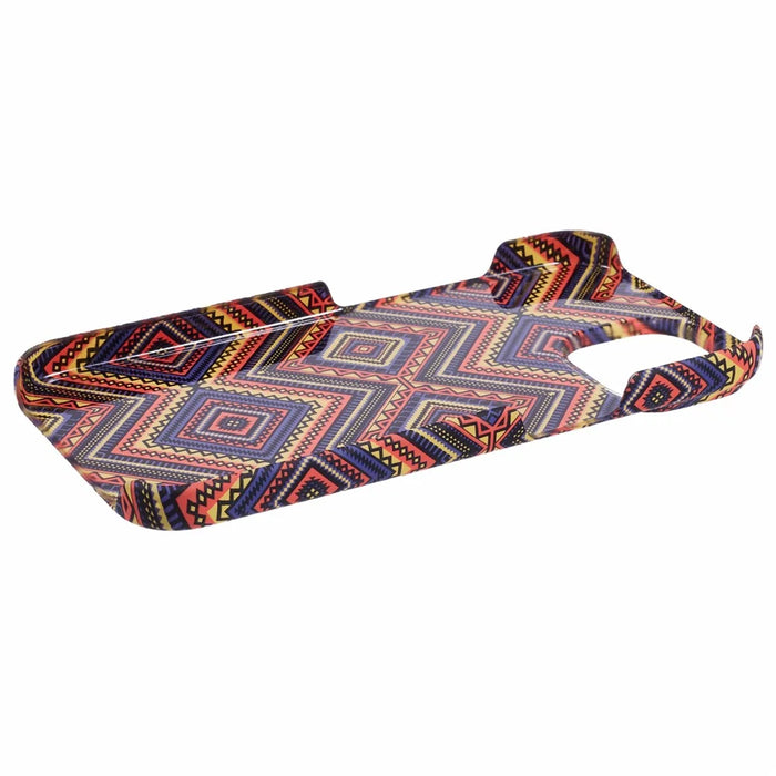For iPhone 14 Case Water Transfer Printing Luminous Anti-Scratch PC Cell Phone Cover - Plaid - 4