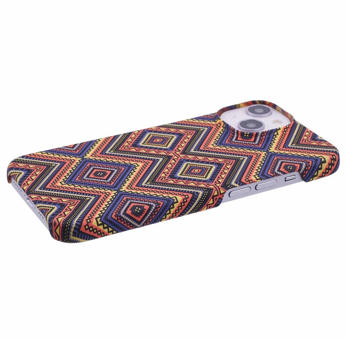 For iPhone 14 Case Water Transfer Printing Luminous Anti-Scratch PC Cell Phone Cover - Plaid - 5