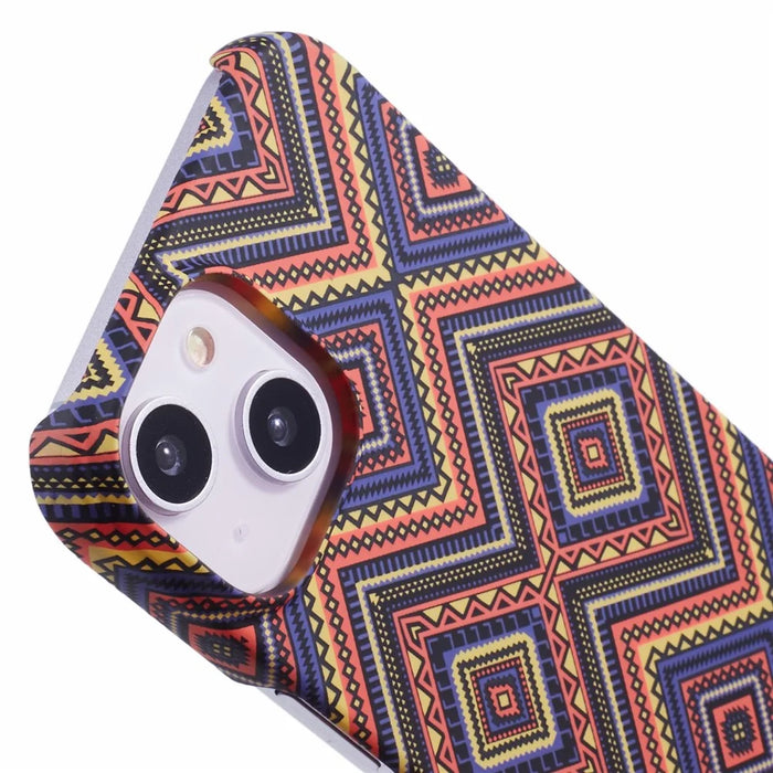 For iPhone 14 Case Water Transfer Printing Luminous Anti-Scratch PC Cell Phone Cover - Plaid - 6