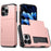 For iPhone 16 Pro Max Case TPU + PC Protective Phone Cover with Card Holder - Rose Gold - 1