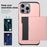 For iPhone 16 Pro Case Hidden Card Holder TPU + PC Phone Cover - Rose Gold - 3