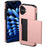 For iPhone 16 Plus Case with Card Holder TPU + PC Phone Cover Dual Layer Shockproof - Rose Gold - 2