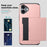 For iPhone 16 Plus Case with Card Holder TPU + PC Phone Cover Dual Layer Shockproof - Rose Gold - 3