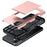 For iPhone 16 Plus Case with Card Holder TPU + PC Phone Cover Dual Layer Shockproof - Rose Gold - 5