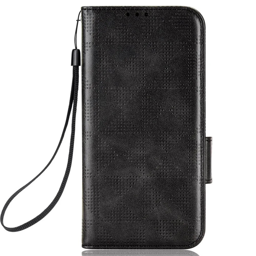 For Asus ROG Phone 5 Full Protection Triangle Pattern Imprinted Stand PU Leather Cover Flip Wallet Case with Strap - Black - 5