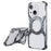 For iPhone 15 / 14 / 13 Bumper Case Frameless Aluminum Alloy Kickstand Phone Cover - Grey - 1