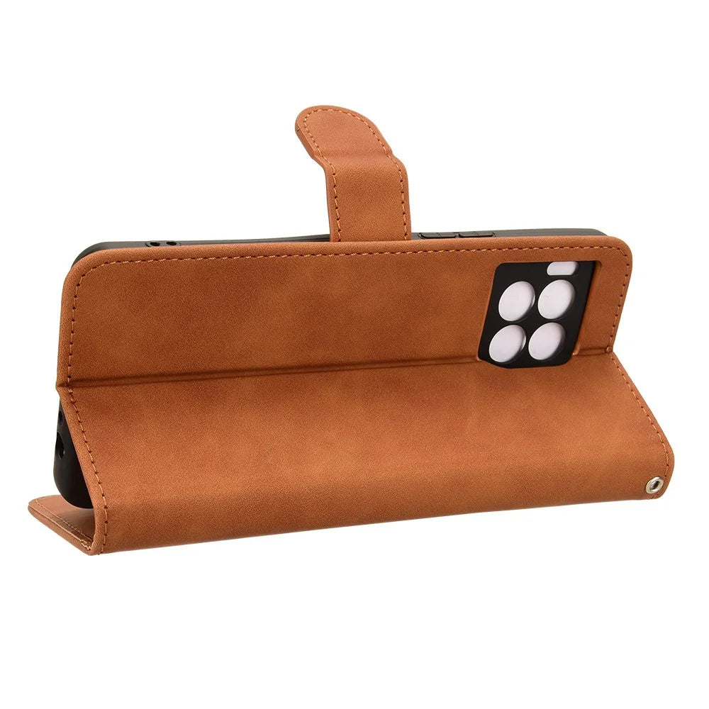 For T-Mobile REVVL 7 Pro / T Phone 2 Pro 5G Case PU Leather Flip Phone Cover - Brown - 3