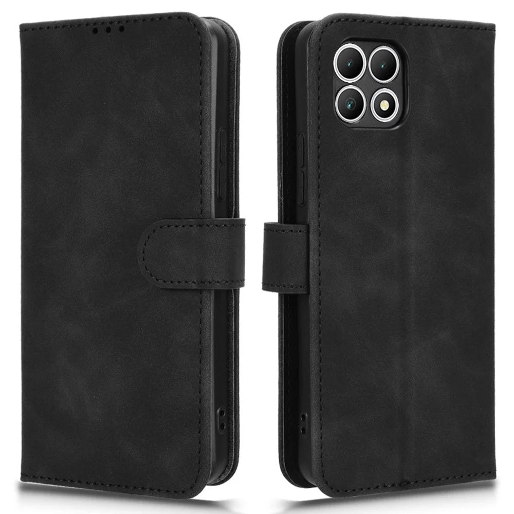 For T-Mobile REVVL 7 / T Phone 2 5G Case Skin Feel Leather Wallet Phone Cover - Black - 1