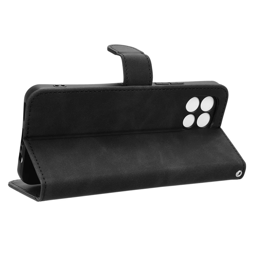 For T-Mobile REVVL 7 / T Phone 2 5G Case Skin Feel Leather Wallet Phone Cover - Black - 3