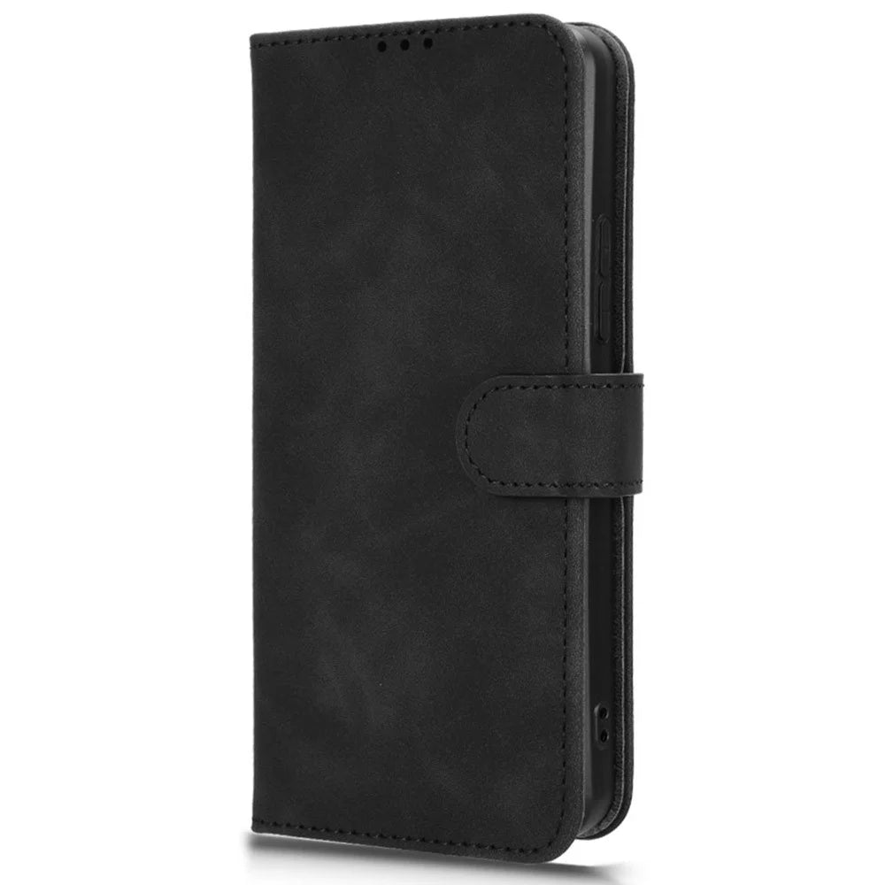 For T-Mobile REVVL 7 / T Phone 2 5G Case Skin Feel Leather Wallet Phone Cover - Black - 6