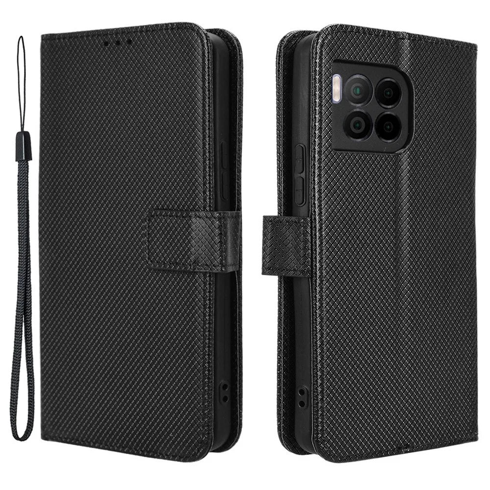 For T-Mobile REVVL 7 Pro / T Phone 2 Pro 5G Case Diamond Texture Leather Phone Cover - Black - 1