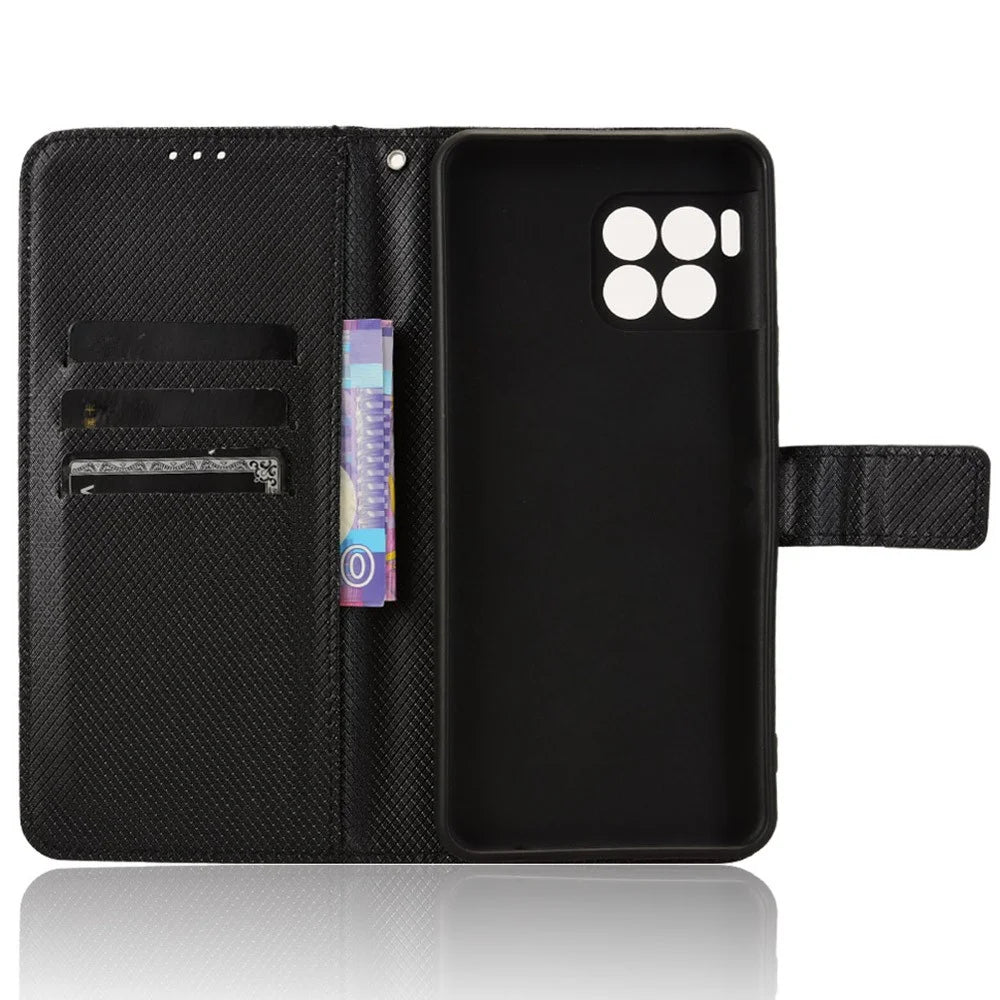 For T-Mobile REVVL 7 Pro / T Phone 2 Pro 5G Case Diamond Texture Leather Phone Cover - Black - 4