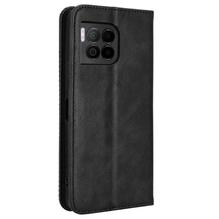 For T-Mobile REVVL 7 Pro / T Phone 2 Pro Case Magnetic Closing Retro Leather Phone Cover - Black - 7