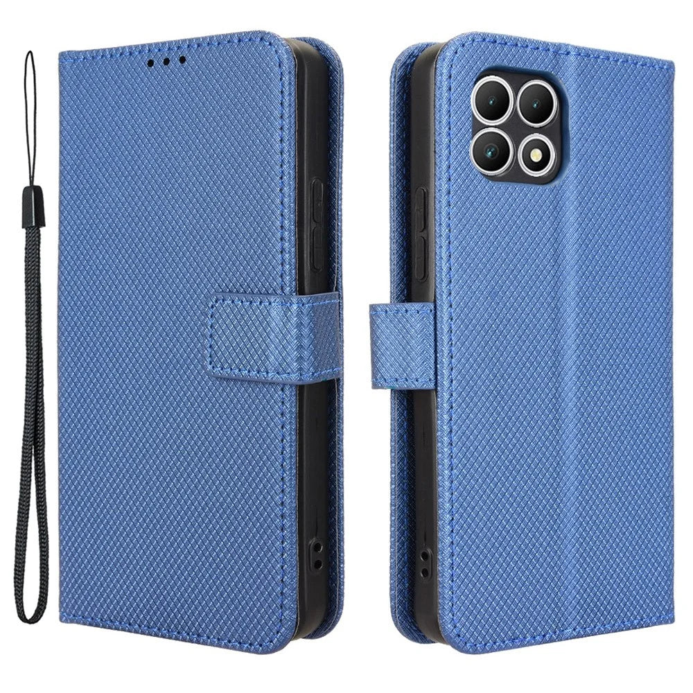 For T-Mobile REVVL 7 / T Phone 2 5G Case Leather Stand Wallet Phone Cover Diamond Texture - Blue - 1