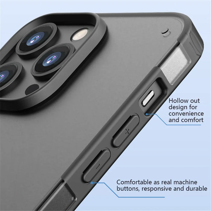 X-LEVEL For iPhone 12 / 12 Pro Case PC+TPU Matte Shockproof Cell Phone Cover - Black - 4