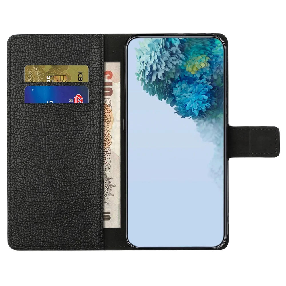 For Samsung Galaxy S24 FE Case Wallet Litchi Texture Leather Phone Cover - Black - 2