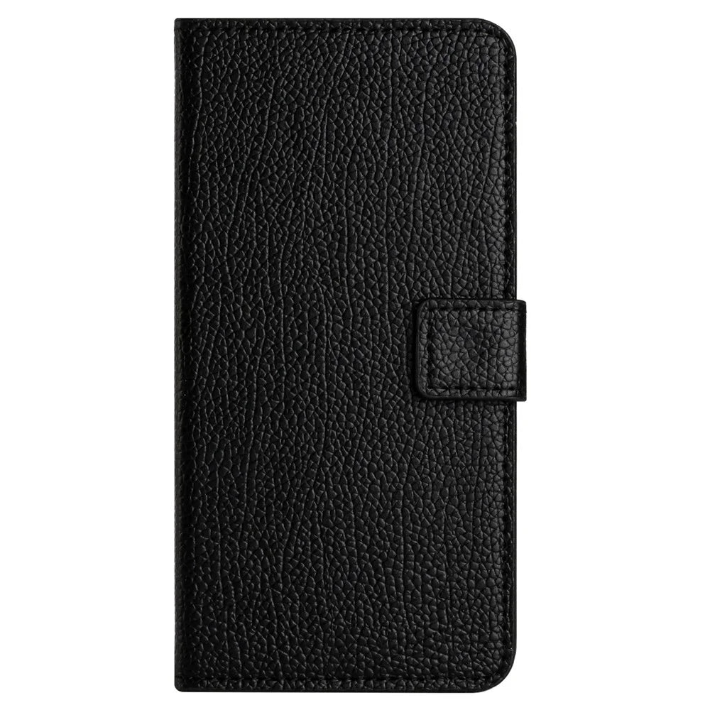 For Samsung Galaxy S24 FE Case Wallet Litchi Texture Leather Phone Cover - Black - 4