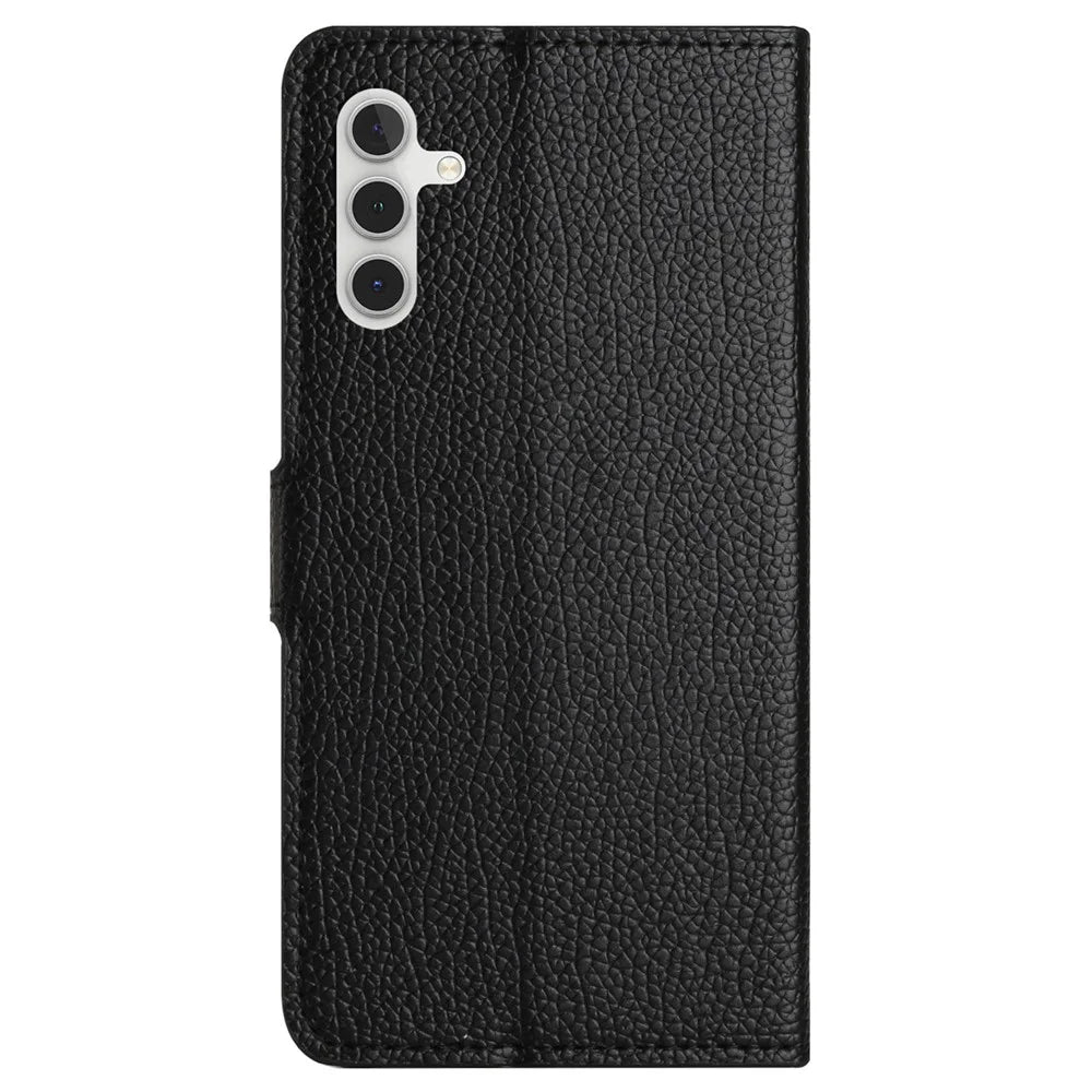 For Samsung Galaxy S24 FE Case Wallet Litchi Texture Leather Phone Cover - Black - 5