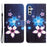 For Samsung Galaxy S24 FE Case Leather Phone Cover Cross Texture Pattern Printing - Blue Flower - 1