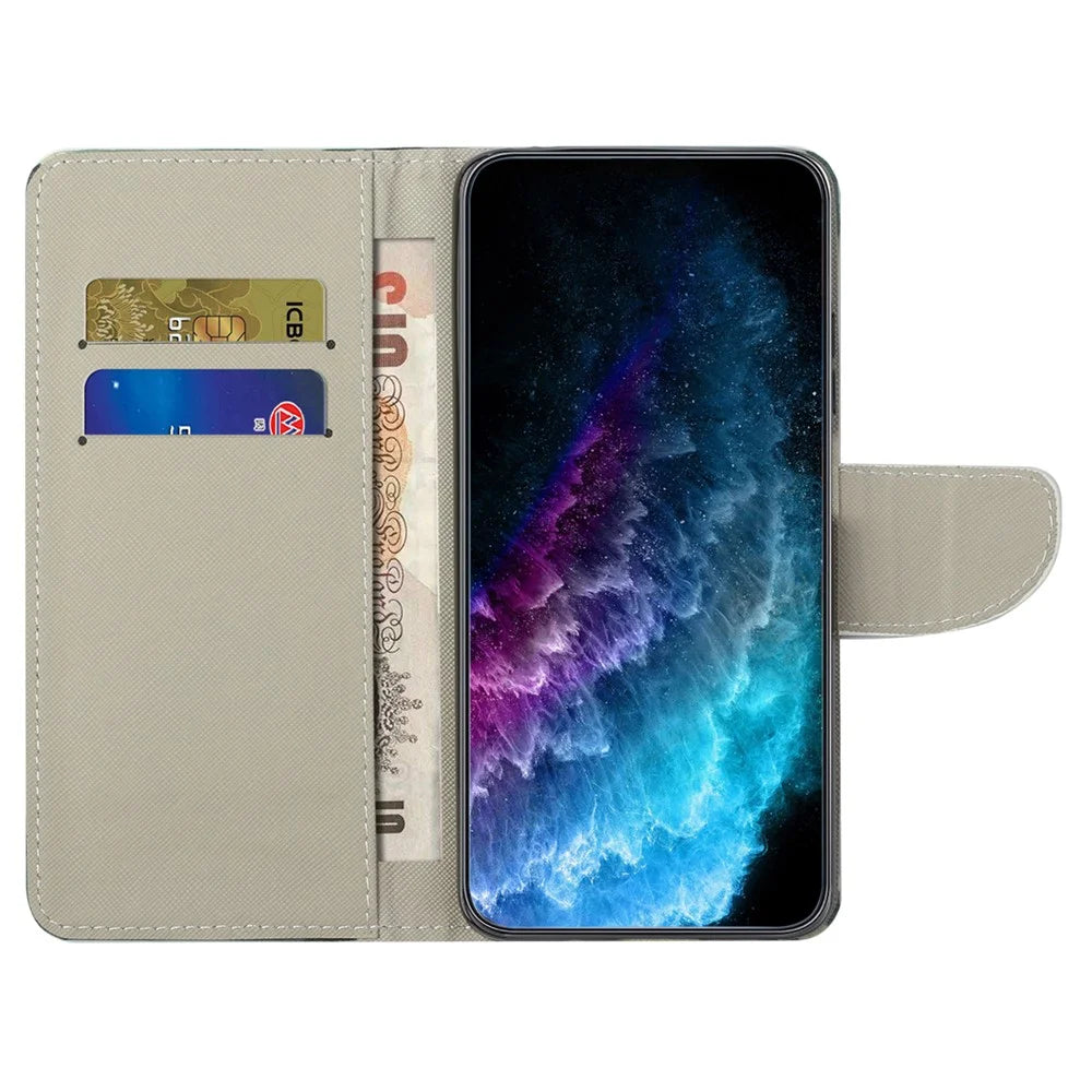 For Samsung Galaxy S24 FE Wallet Case Pattern Printing Leather Phone Cover - Green Tree - 2