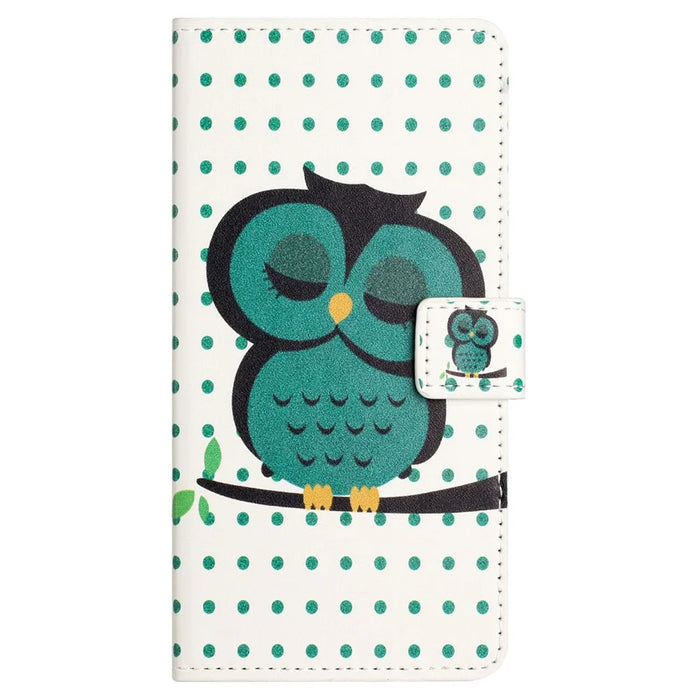 For Samsung Galaxy S24 FE Case Wallet PU Leather Flip Phone Cover Pattern Printing - Dots / Owl - 5