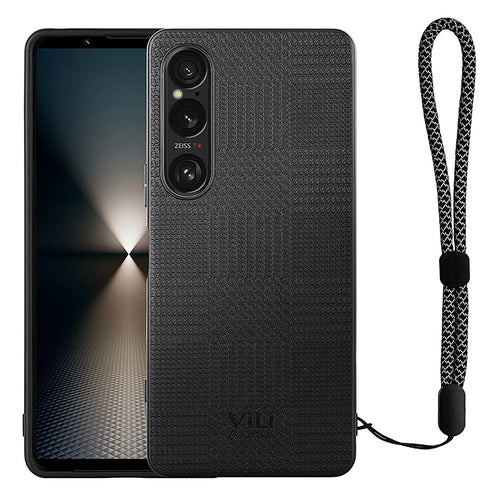 VILI TH Series for Sony Xperia 1 VI Case PU Leather+PC+TPU Cell Phone Cover with Wrist Strap - Black - 1