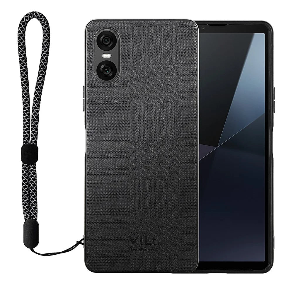 VILI TH Series for Sony Xperia 10 VI Case TPU + PC + Leather Back Cover - Black - 1