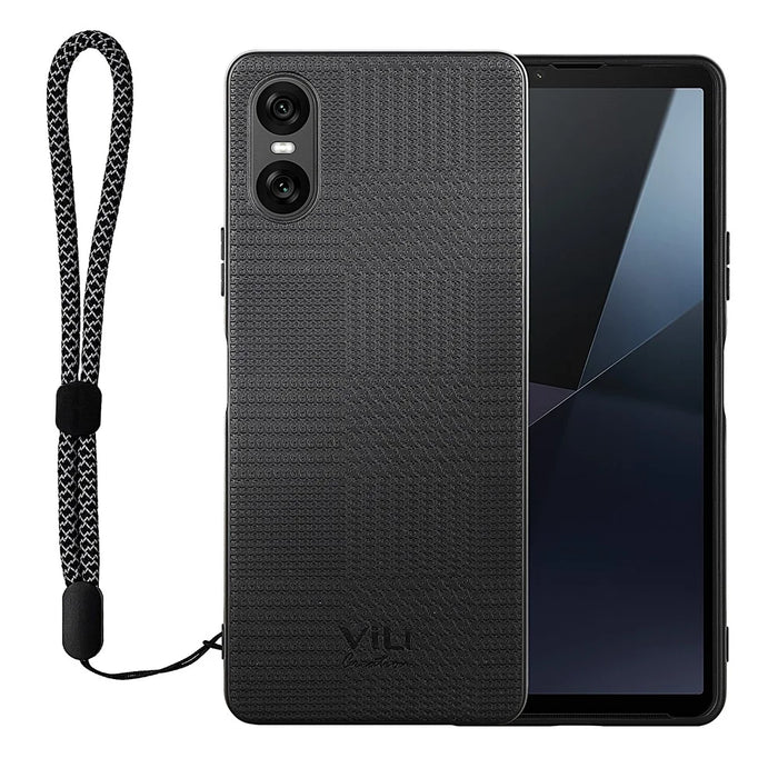 VILI TH Series for Sony Xperia 10 VI Case TPU + PC + Leather Back Cover - Black - 1