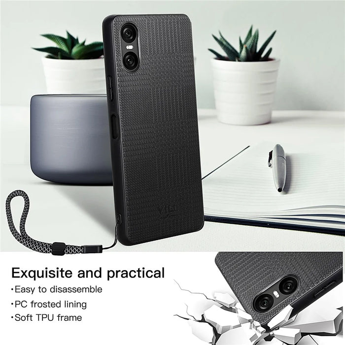 VILI TH Series for Sony Xperia 10 VI Case TPU + PC + Leather Back Cover - Black - 3