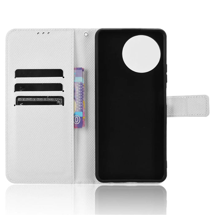 For Blackview Shark 8 / Oscal Tiger 12 Case Diamond Texture Leather Phone Cover Wallet - White - 4