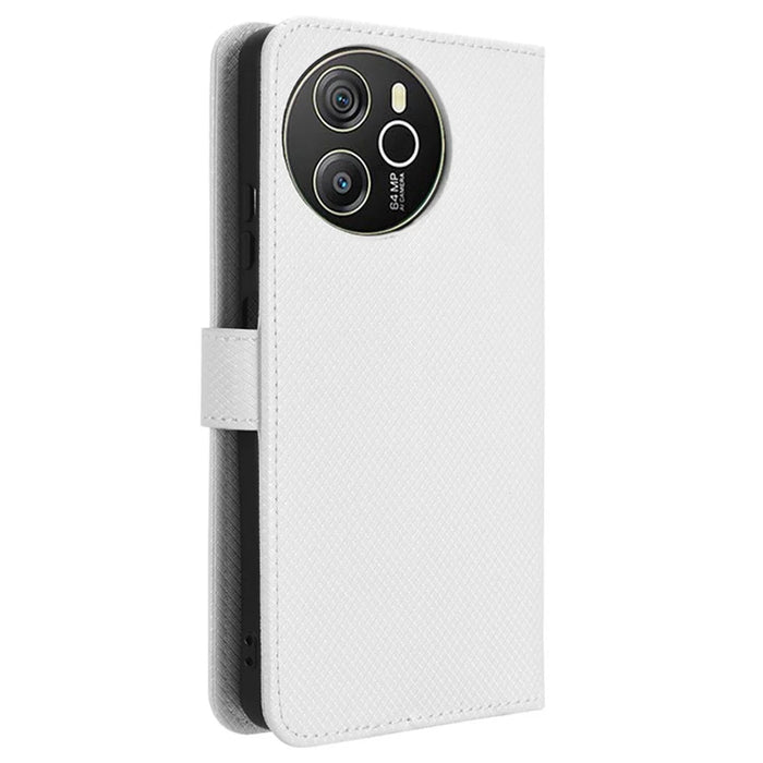For Blackview Shark 8 / Oscal Tiger 12 Case Diamond Texture Leather Phone Cover Wallet - White - 7