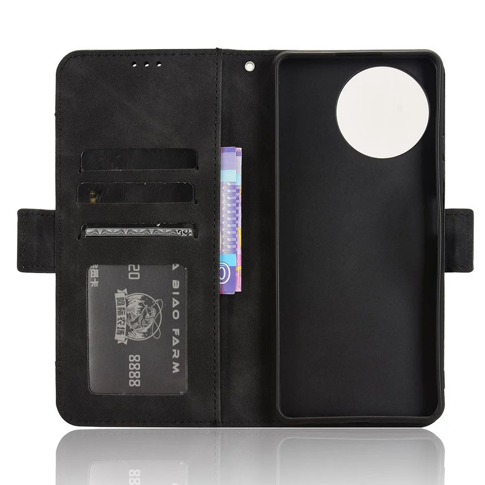For Blackview Shark 8 / Oscal Tiger 12 Case Leather Phone Cover Multiple Card Slots Stand - Black - 5