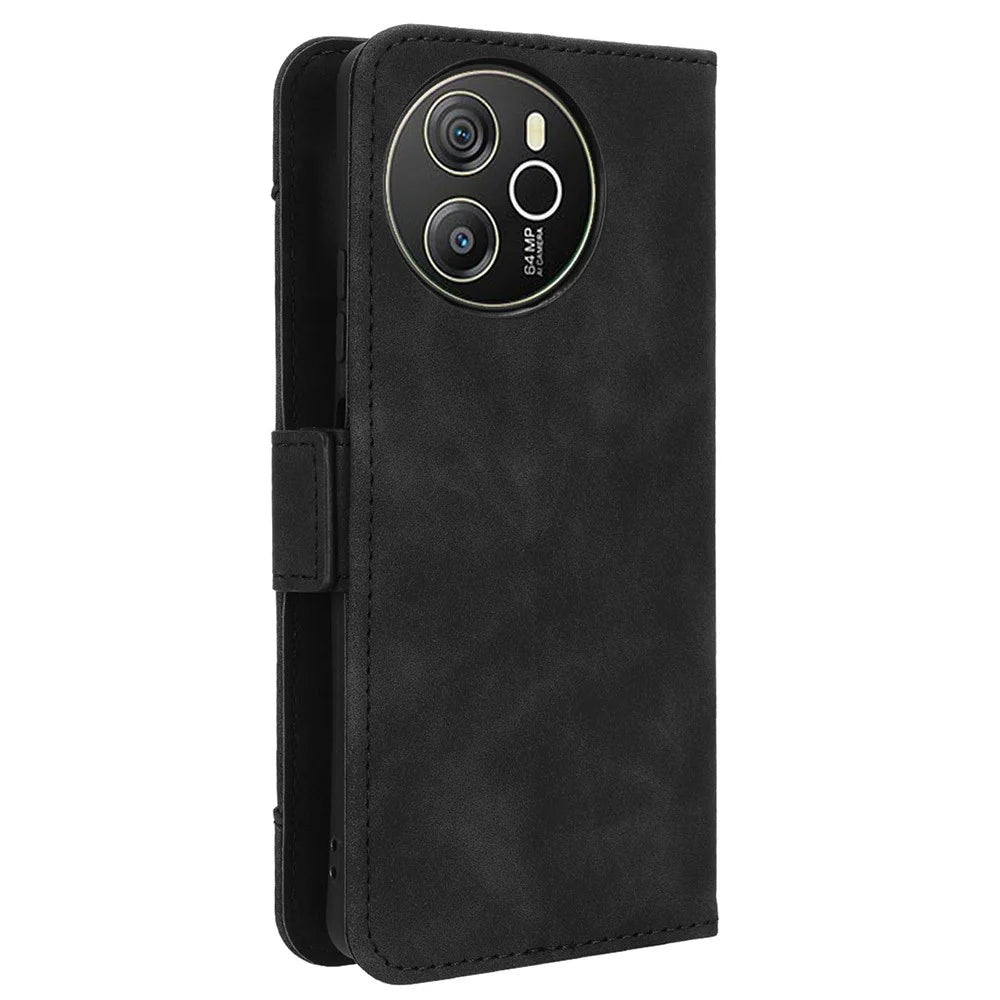 For Blackview Shark 8 / Oscal Tiger 12 Case Leather Phone Cover Multiple Card Slots Stand - Black - 7