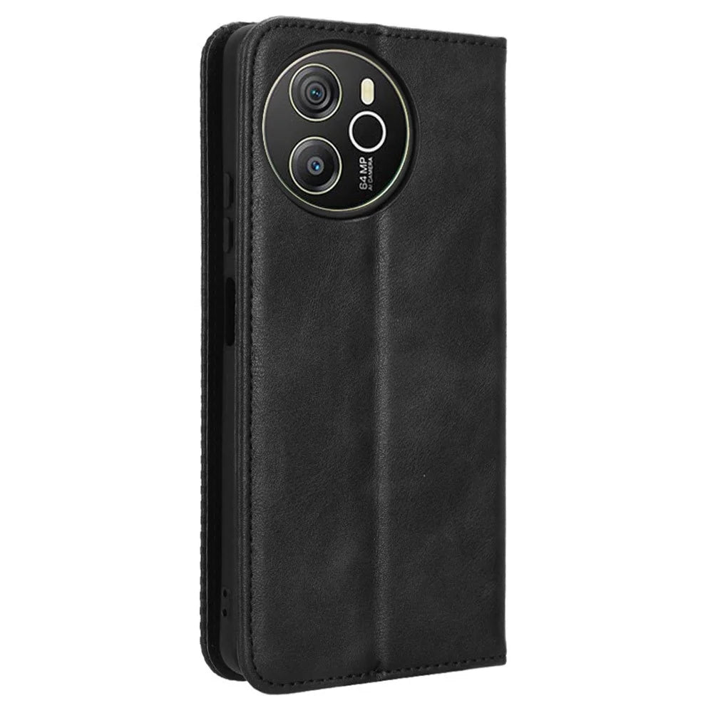For Blackview Shark 8 / Oscal Tiger 12 Case Leather Retro Phone Cover Magnetic Closure - Black - 7