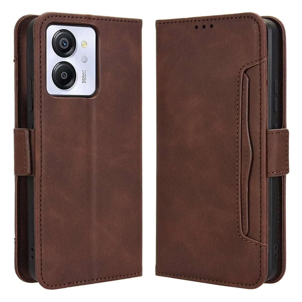 For Blackview Color 8 / Oscal Modern 8 Case Leather Phone Cover Multiple Card Slots Folio Purse - Brown - 1