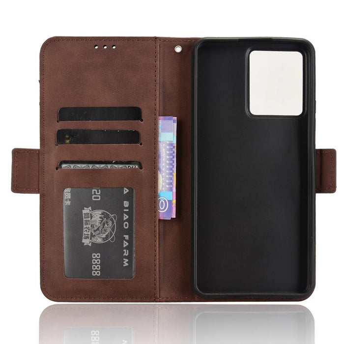 For Blackview Color 8 / Oscal Modern 8 Case Leather Phone Cover Multiple Card Slots Folio Purse - Brown - 5