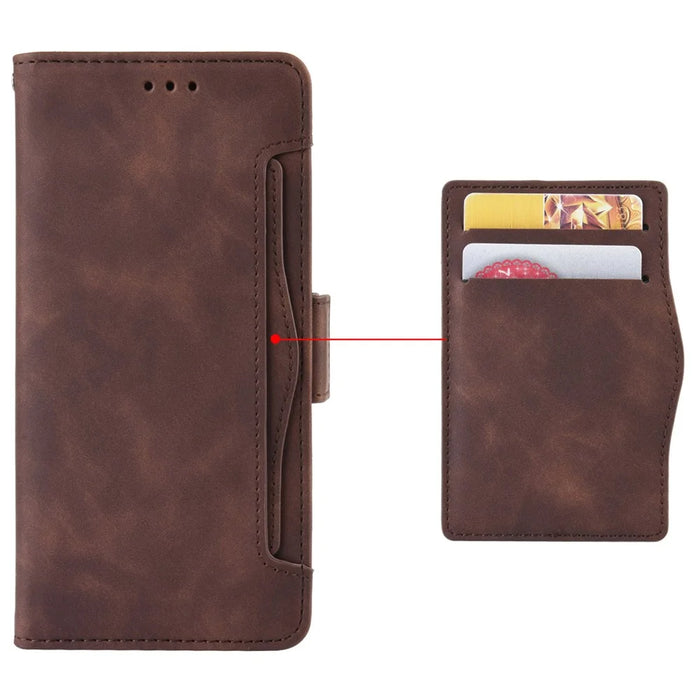 For Blackview Color 8 / Oscal Modern 8 Case Leather Phone Cover Multiple Card Slots Folio Purse - Brown - 6