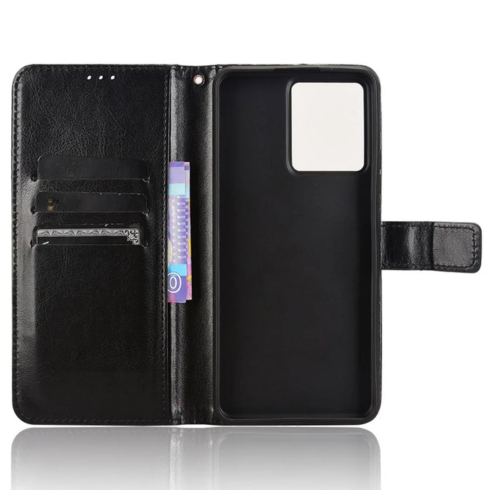 For Blackview Color 8 / Oscal Modern 8 Wallet Case Crazy Horse Texture Leather Phone Cover - Black - 4