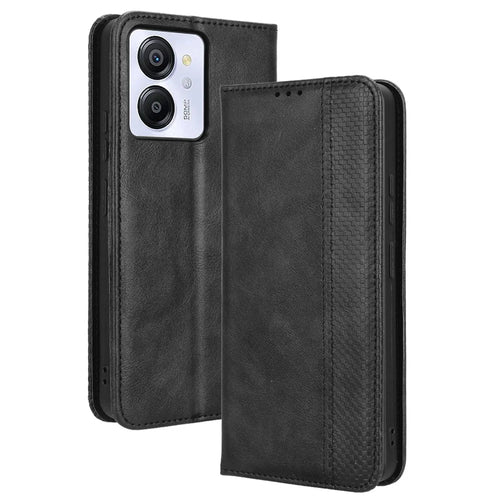 For Blackview Color 8 / Oscal Modern 8 Case Retro Leather Phone Cover Wallet Magnetic Absorption Protection - Black - 1