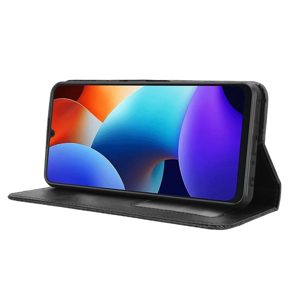 For Blackview Color 8 / Oscal Modern 8 Case Retro Leather Phone Cover Wallet Magnetic Absorption Protection - Black - 3