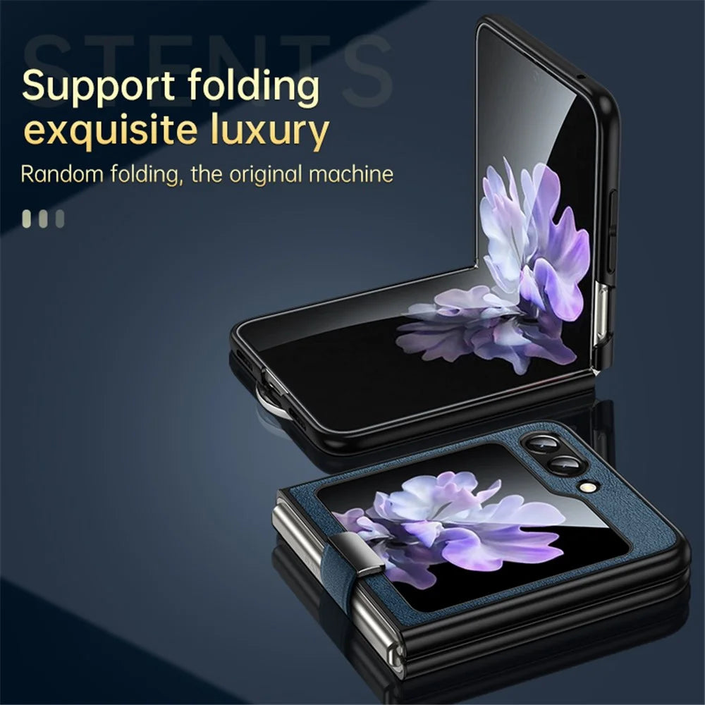 SULADA Fashion Series for Samsung Galaxy Z Flip7 FE 5G / Z Flip6 5G Case Wristband Kickstand Leather+PC Phone Cover - Blue - 2