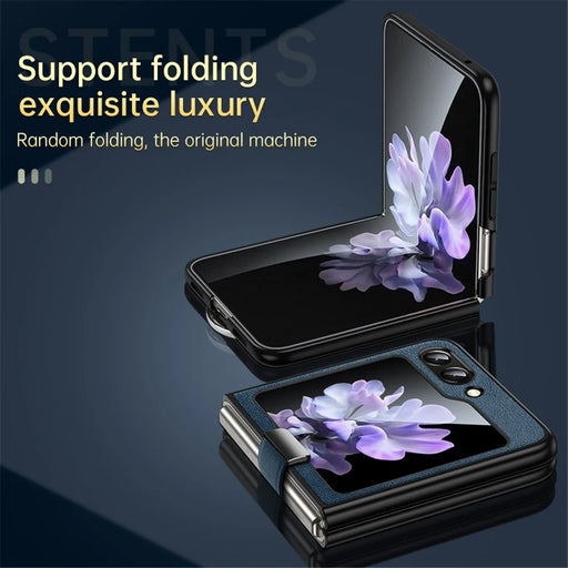 SULADA Fashion Series for Samsung Galaxy Z Flip7 FE 5G / Z Flip6 5G Case Wristband Kickstand Leather+PC Phone Cover - Blue - 2