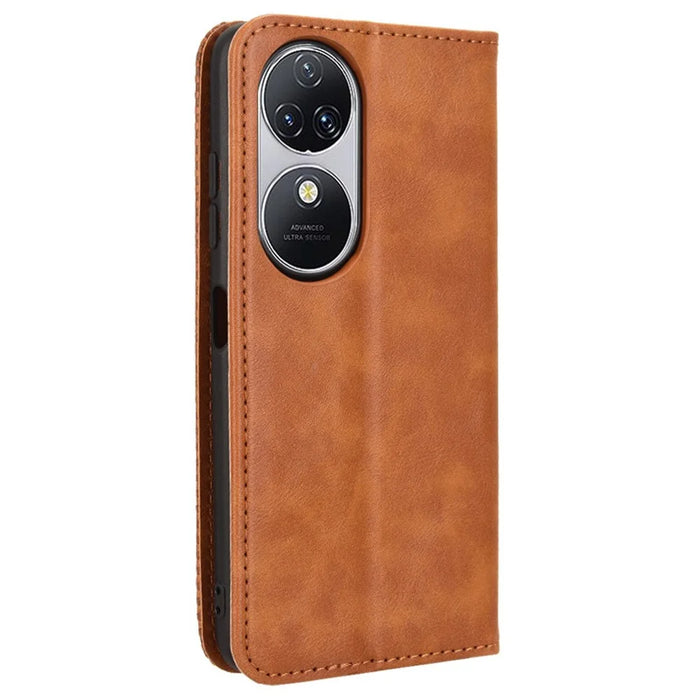 For Oukitel C38 Case Retro Leather Phone Cover Wallet Magnetic Absorption Protection - Brown - 7