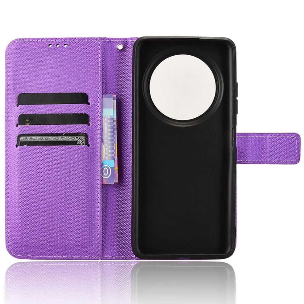 For Oukitel C37 Case Diamond Texture Leather Phone Cover TPU Interior Shell - Purple - 4