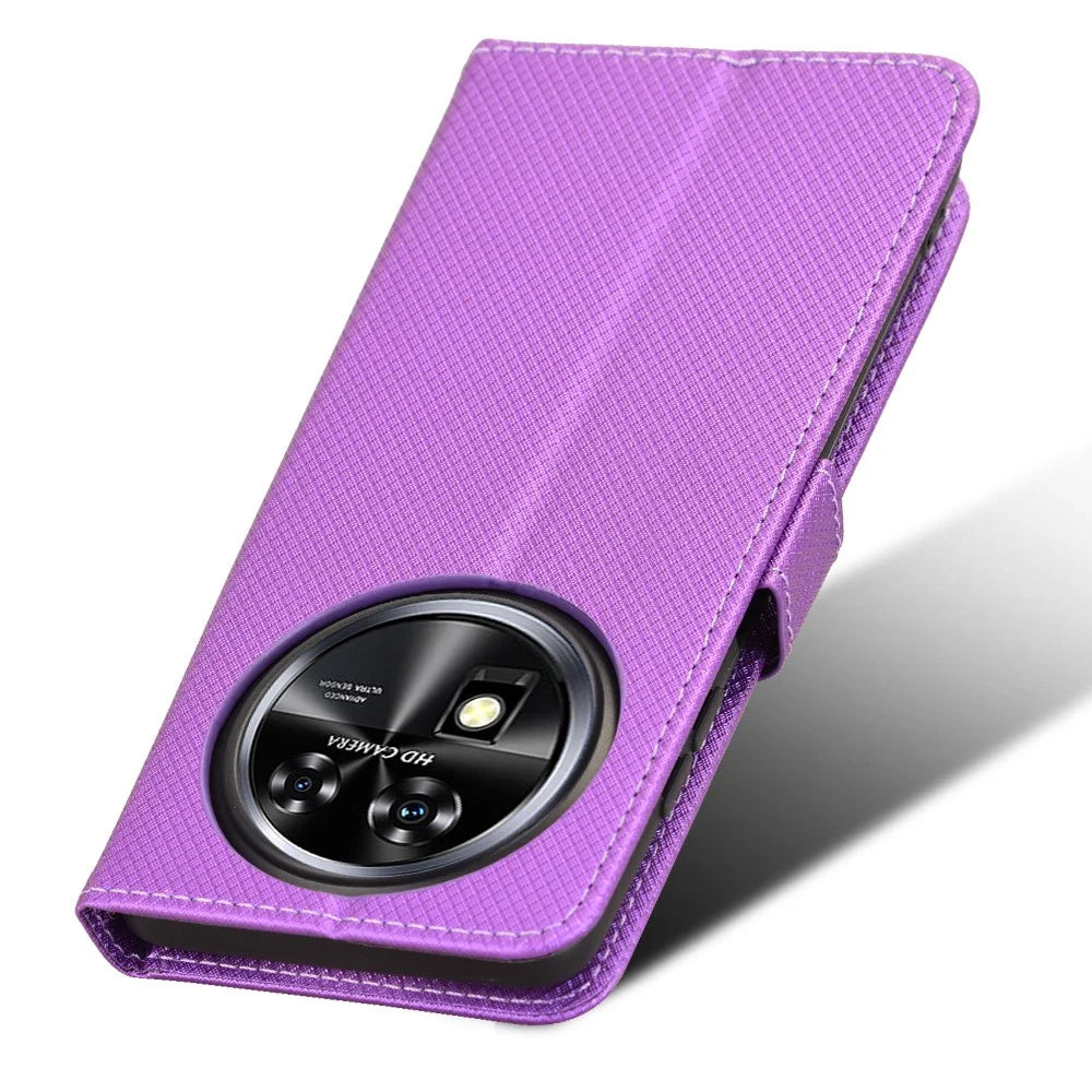 For Oukitel C37 Case Diamond Texture Leather Phone Cover TPU Interior Shell - Purple - 5