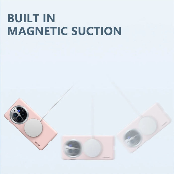 SULADA For vivo X Fold3 Pro Magnetic Case Leather+PC Folding Phone Cover with Spring Hinge - Pink - 2