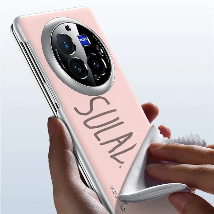 SULADA For vivo X Fold3 Pro Magnetic Case Leather+PC Folding Phone Cover with Spring Hinge - Pink - 3