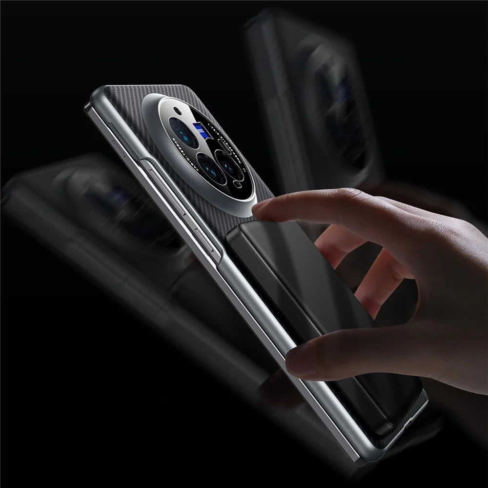 SULADA For vivo X Fold3 Pro Magnetic Case Leather+PC Phone Cover Carbon Fiber Texture - Black - 3